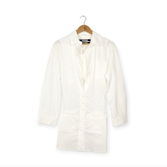 NWT Jacquemus Le Splash White La Robe Baunhilha Mini Shirt Dress Size 4